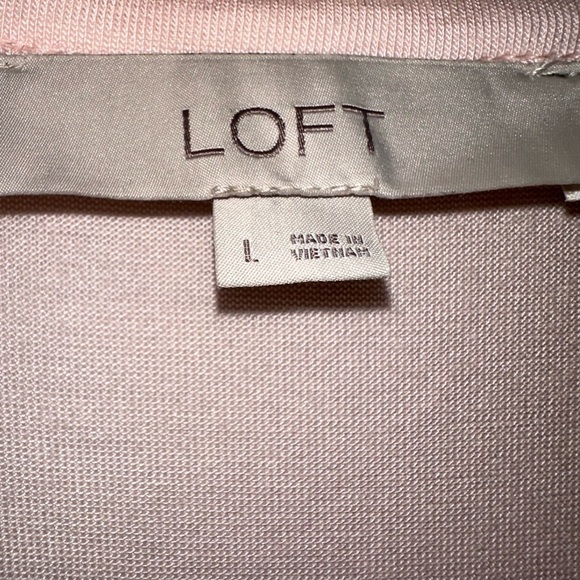 2 for $26 Loft Elbow Sleeve Pink Pullover Square Neck Lightweight Tee Large - Picture 5 of 5